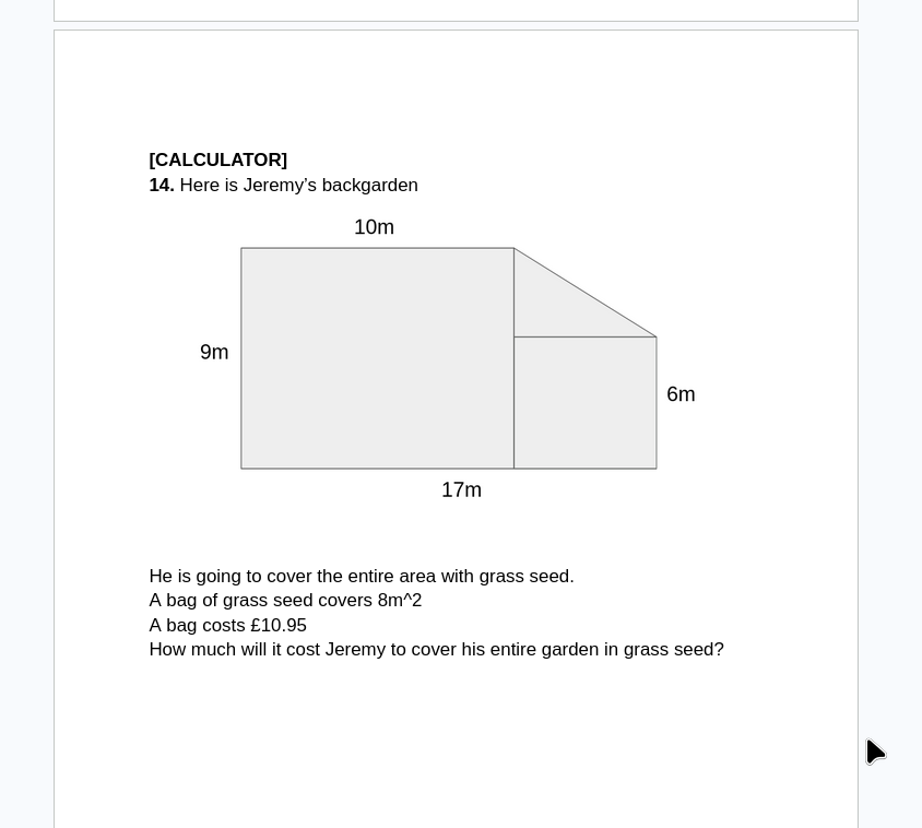 Example of a longer diagnostic question